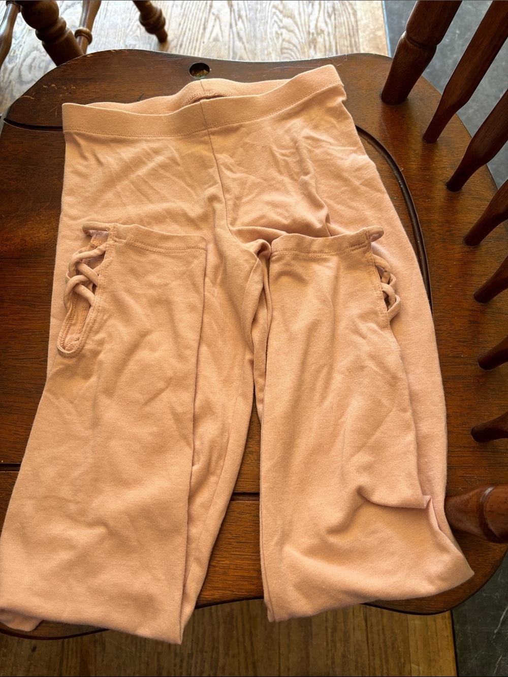 Old Navy Blush Pink Girls Leggings with Cutout at Ankle